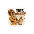 Use Protection Sunscreen Sticker — Retro Beach Safety Die-Cut